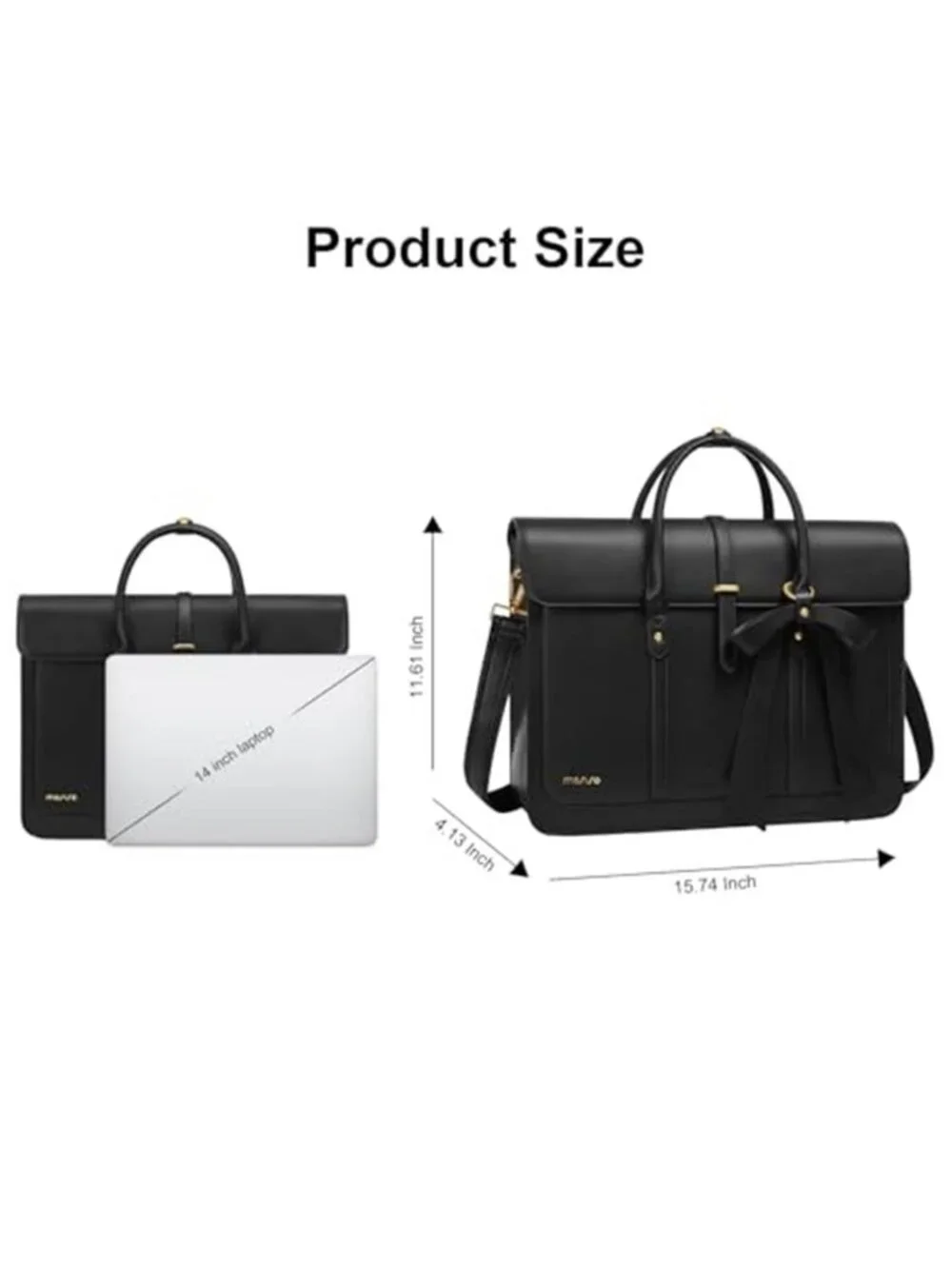 Women's Laptop Bag PU Leather Laptop Shoulder Bag Convertible Backpack